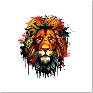 Animals background, Majestic African Lion: Portrait of a Powerful Predator Posters and Art